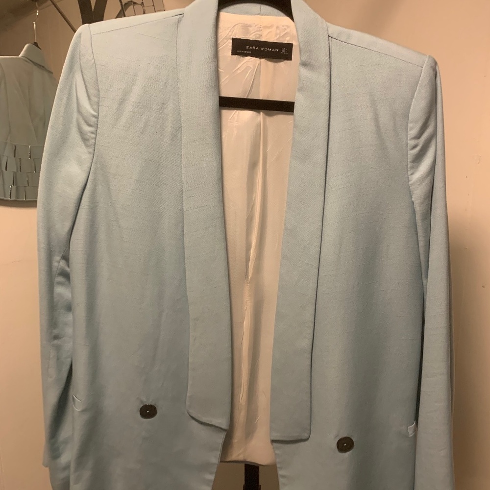 Blue Linen Zara Blazer